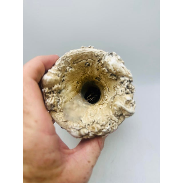 This is a striking, organically textured vase encrusted with real or faux sea shells. Here’s a brief description: Object:...