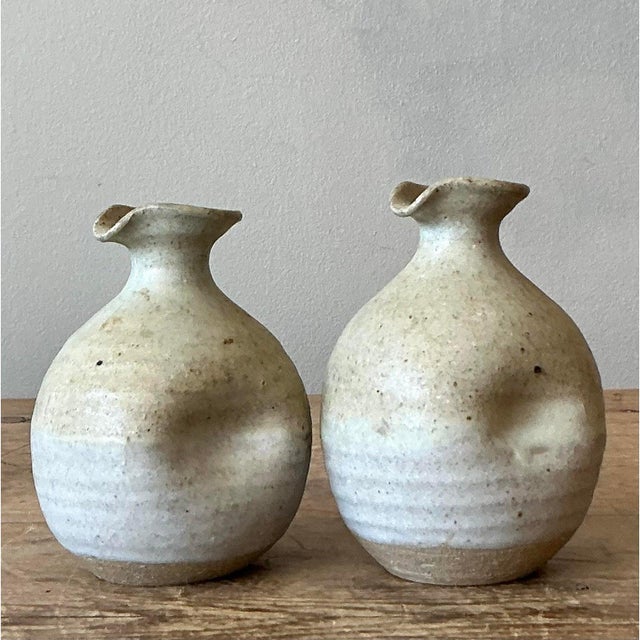 Vintage Boho Studio Pottery Vases - A Pair For Sale - Image 9 of 9