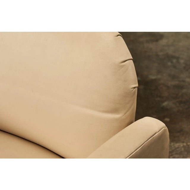Camel Pair Leather Barrel Chairs, 1980 For Sale - Image 8 of 11