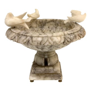 Antique Italian Carved Alabaster Dove Bowl For Sale