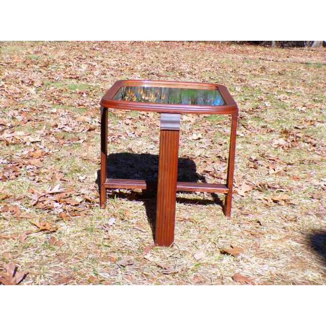 Vintage Art Deco Mirror Top End Table Solid Walnut Petite Coffee Table For Sale - Image 14 of 14