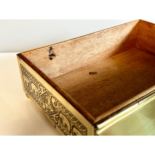 Brass Jewelry Box with Cedar Wood and Asian Motifs, Germany, 1950s For Sale - Image 11 of 18