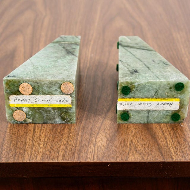 Gemstone Mid Century Modern Bookends Solid Happy Camp Jade Book End Set Pair Vintage MCM For Sale - Image 7 of 12
