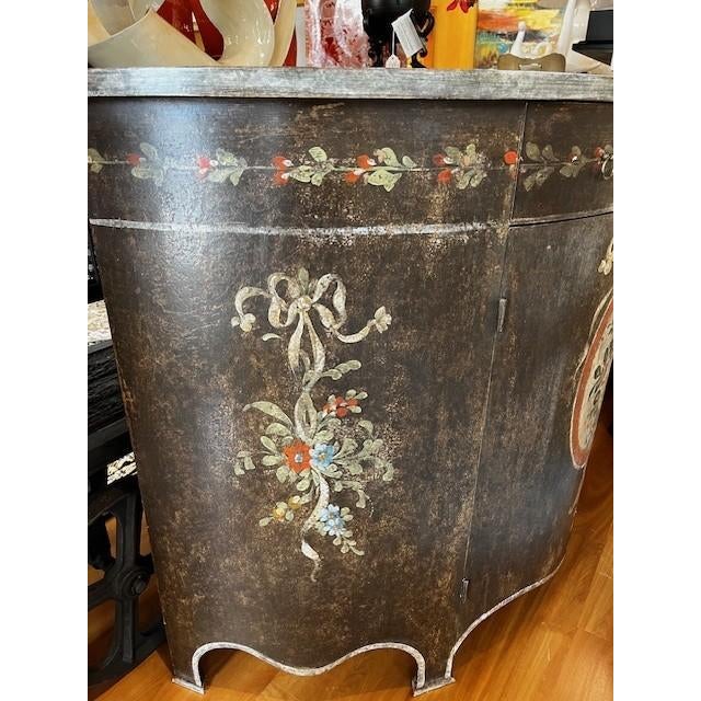 French Provincial Hand Painted Demilune For Sale - Image 3 of 4