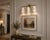 Contemporary Handcrafted Brass 3-Light Vanity Sconce With Natural Alabaster Shades, Luxury Bathroom Lighting For Sale - Image 3 of 9