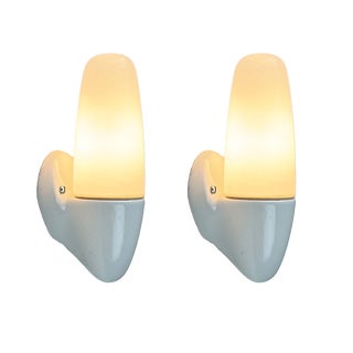 Mid-Century Modern German Ceramic 6065 Sconce by Wilhelm Wagenfeld for Lindner, 1950s, Set of 2 For Sale