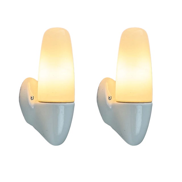 Mid-Century Modern German Ceramic 6065 Sconce by Wilhelm Wagenfeld for Lindner, 1950s, Set of 2 For Sale
