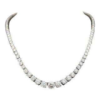 17.54 Ct Riviera Graduated Diamond Necklace - Platinum For Sale