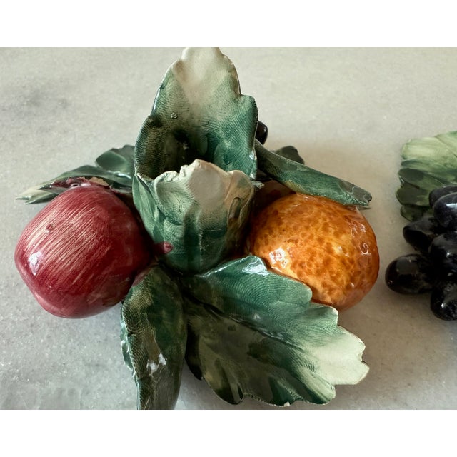 Green Vintage Italian Capodimonte Ceramic Fruit Candle Holders by Visconti Mollica For Sale - Image 8 of 15