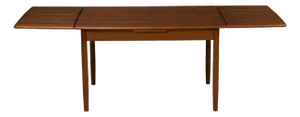 1960s Refinished 84” Danish Modern Teak Draw Leaf Dining Table