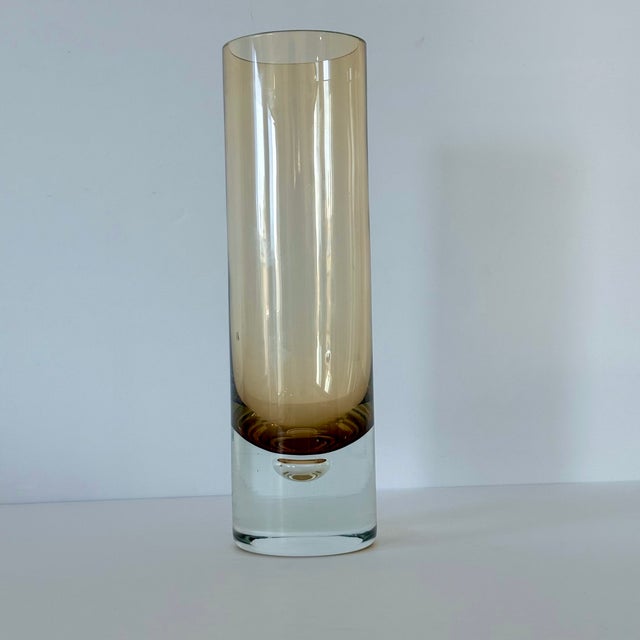 Mid-Century Modern MCM Swedish Amber Glass Vase, Controlled Suspended Bubble, Borgstrom, Glasbruk, Pukeberg, Lsa Int; Krosno, Hand Blown Art Glass For Sale - Image 3 of 10