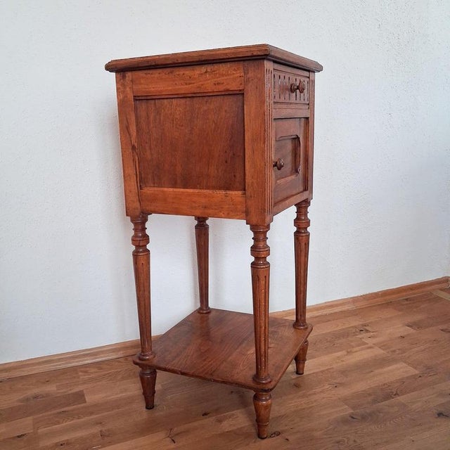 Antique French Bedside Table with Marble Top For Sale - Image 4 of 18