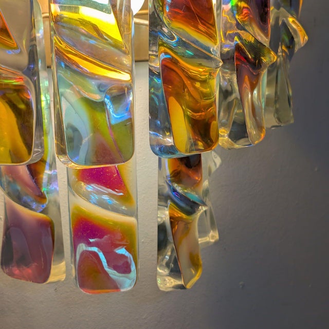 Wall Lamps in Iridescent Murano Glass attributed to Vistosi, 1970s, Set of 2 For Sale - Image 5 of 6