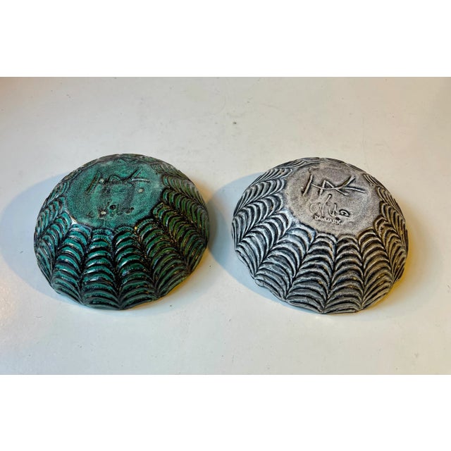 Ceramic Spiderweb Bowls in Ash-Glazes by Nils Kähler for Hak, 1960s, Set of 2 For Sale - Image 7 of 11