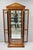 Traditional Late 20th Century Ethan Allen Medallion Collection Cherry Wood Glass Curio Cabinet W Black Columns For Sale - Image 3 of 18