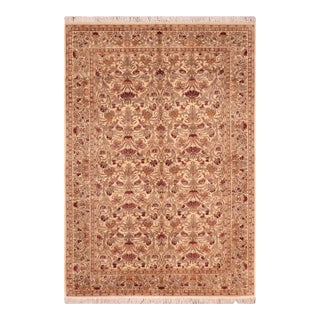 Shabby Chic 1990's Floral Beige/Gray Wool Rug - 6'1'' X 9'10'' For Sale