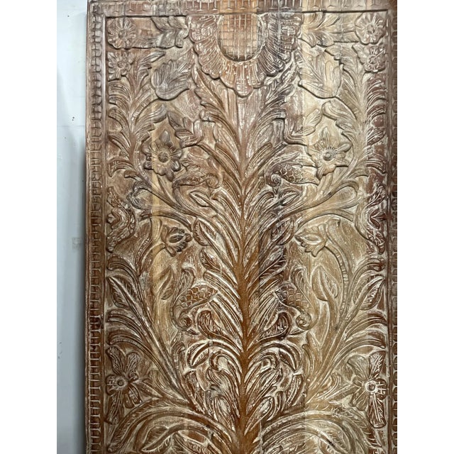 Brown Hand-Carved Tree of Life Wooden Wall Decor Panel With Birds & Floral Motif | Rustic Wellness Art For Sale - Image 8 of 8