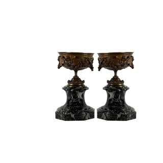 Late 19th Century Bronze and Marble Cups, Set of 2 For Sale