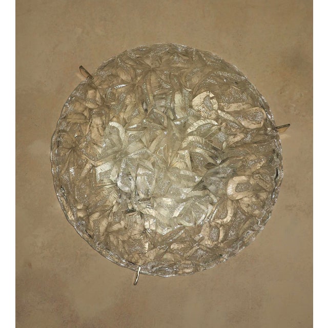 Frosted Ice Glass and Brass Plafonnier from Kaiser Leuchten, 1970s For Sale - Image 13 of 13