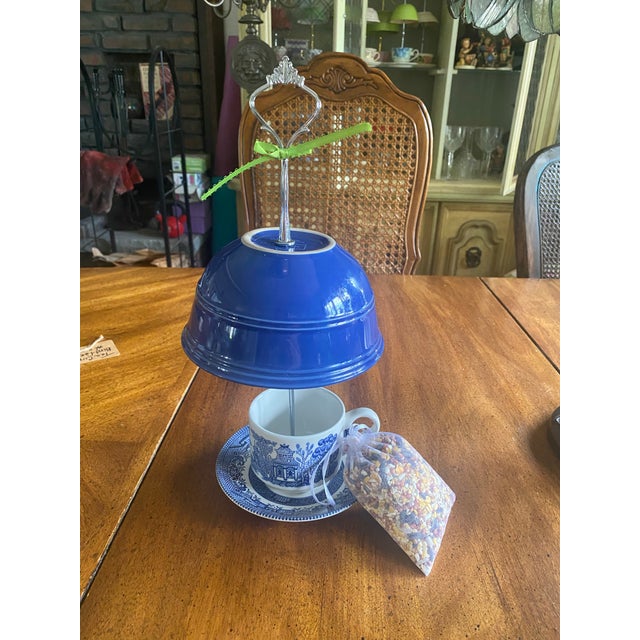 Churchill Blue Willow Teacup Bird Feeder For Sale - Image 11 of 12