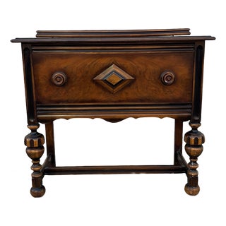 Antique Colonial Revival Dining Server Table | Early 1900s Mahogany Buffet Server With Turned Legs | Traditional Dining Room Sideboard For Sale