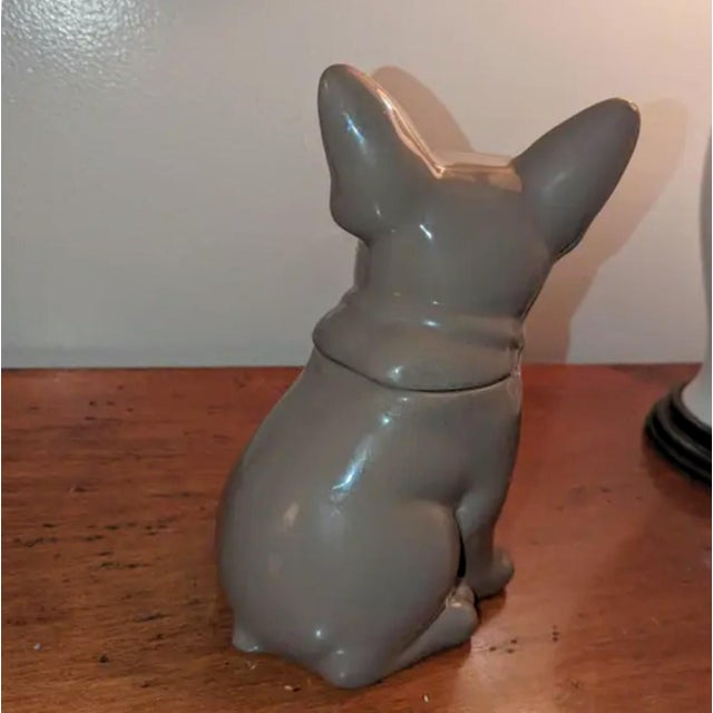 Contemporary French Bulldog Cookie Jar in Taupe For Sale - Image 3 of 4