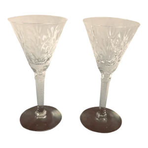 1990s Vintage Clear Cut Crystal After Dinner Glasses S/2 - Set of 2