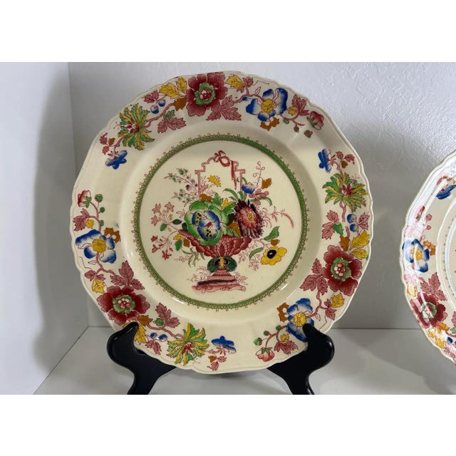 Ceramic 1930s Set of 15 Dinner & Side Plates in Strathmore Pattern by Mason’s England - Ironstone For Sale - Image 7 of 11