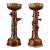Pair Vintage Gilt Brass Cloisonné Dragon Phoenix Candlesticks, Lotus Top Candle Holders For Sale