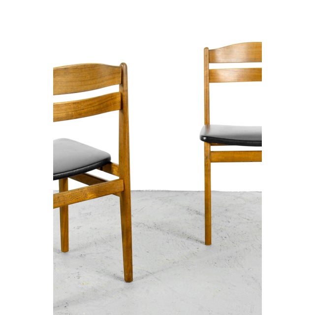 Wood Teak and Leatherette Dining Chairs, 1960s, Set of 4 For Sale - Image 7 of 8