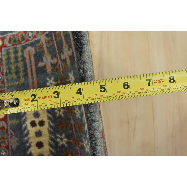 Textile Heriz Rug 1’11” X 2’8” Blue Wool Tribal Hand-Knotted Oriental Carpet For Sale - Image 7 of 8