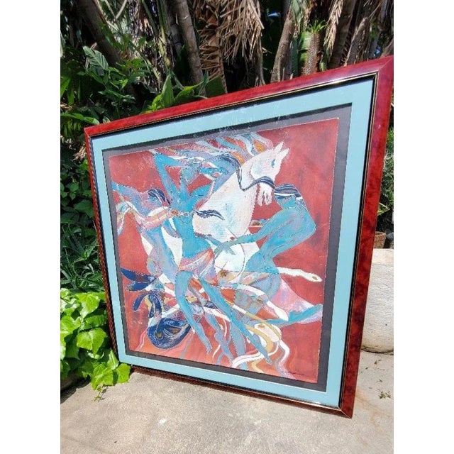 Yamin Young, Serigraph Signed, Numbered and Titled "Flame" 151/175 Framed 1980s For Sale - Image 12 of 13