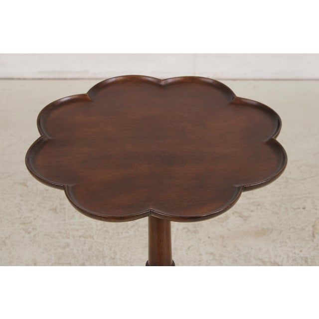 1980s Biggs Scallop Tilt Top Mahogany Candle Stand Table For Sale - Image 5 of 12