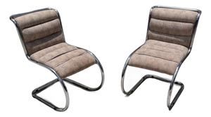 Vintage Italian Modern Chrome Cantilever Slipper Lounge Chairs, Pair, Circa 1970s
