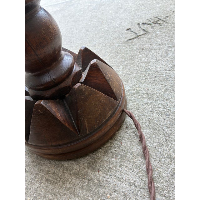 1940s Charlies Dudouyt Wooden Table Lamp, France For Sale - Image 13 of 14