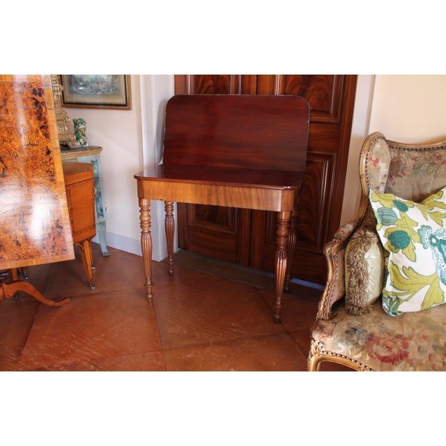 French Faux Marble Top Mahogany Console Table / Game Table For Sale - Image 10 of 12