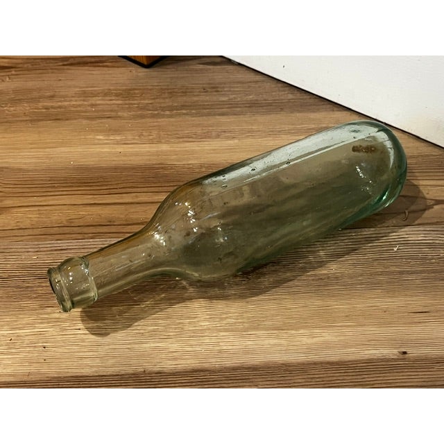 Antique Victorian Era Blue Aqua Glass Round Bottom Soda "Torpedo" Bottle 19th C.