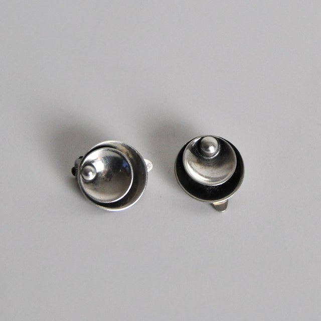 Contemporary Vintage Sterling Silver Earclips by Hermann Siersbøl, 1950s, Set of 2 For Sale - Image 3 of 7