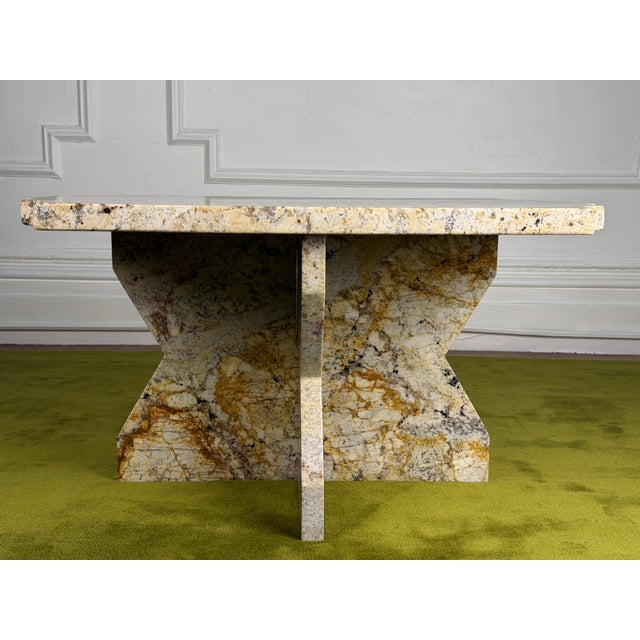 Unique Vintage Postmodern Granite Stone Coffee Table With Scalloped Edge For Sale - Image 4 of 16