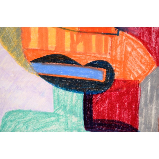 2000 - 2009 Orange Masque - Abstracted Portrait in Conte Crayon on Paper by Michael William Eggleston For Sale - Image 5 of 6