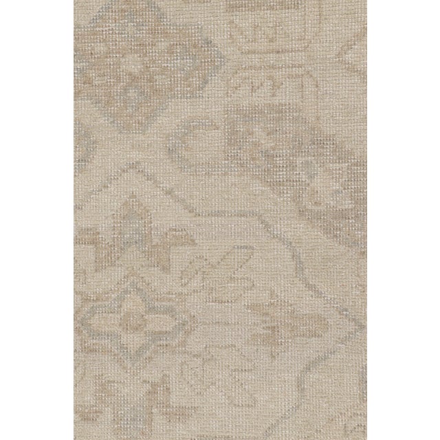 Modern Rug & Kilim’s Modern Distressed Style Rug in Beige and Gray Geometric Patterns For Sale - Image 3 of 7