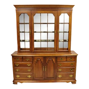 Late 20th Century Stanley American Craftsman Cherry Wood Lexington Hutch China Display Cabinet
