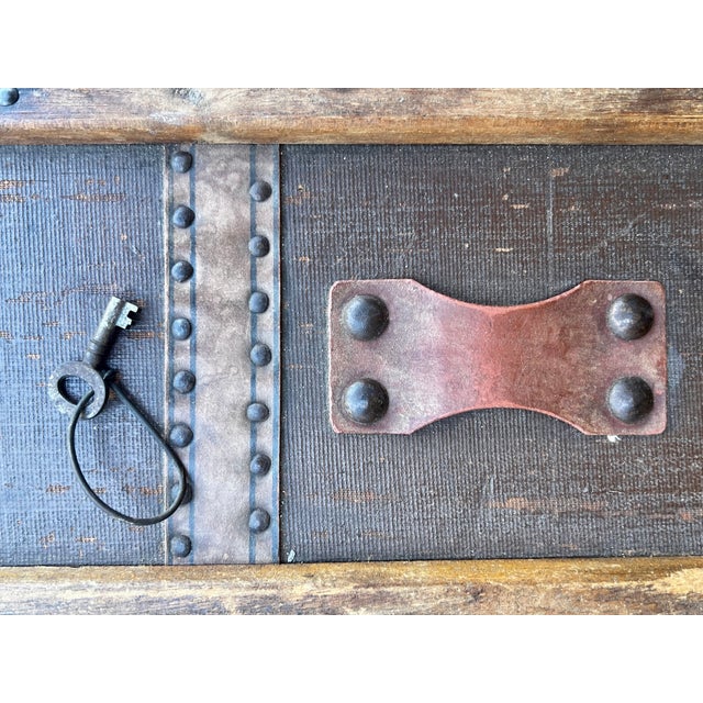 Wood Antique C. W. Weeks Steamer Trunk With Original Key, Circa 1910 For Sale - Image 7 of 11