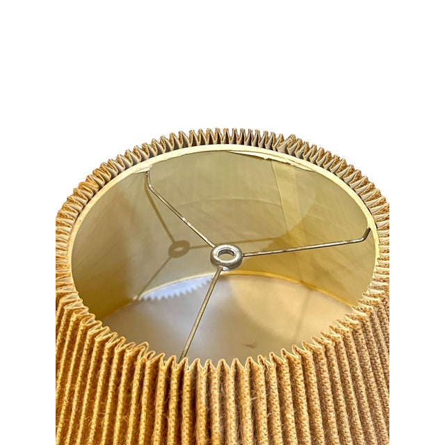 Pair Mid Century Modern Vintage Pleated Jute Lampshades For Sale - Image 9 of 18