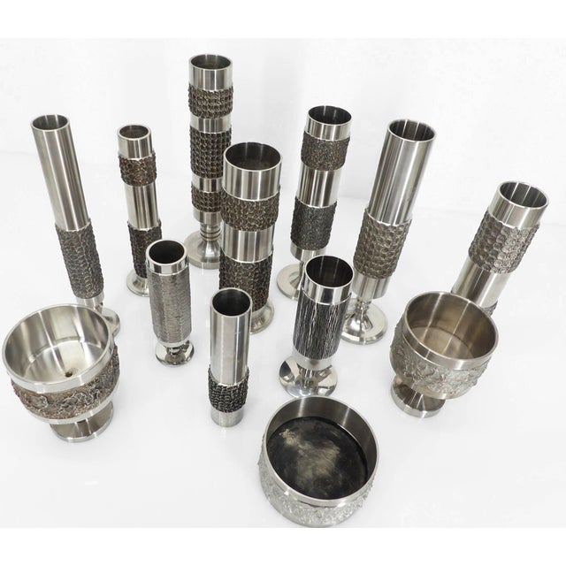 Space Age Brutalist Steel Vases from BMF, Germany, 1970, Set of 13 For Sale - Image 4 of 10