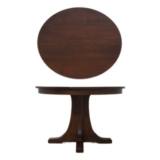 Stickley Mission Oak Round Dining Room Table For Sale