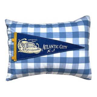 New Jersey Atlantic City Vintage Pennant on New Woven Throw Pillow For Sale