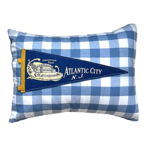 New Jersey Atlantic City Vintage Pennant on New Woven Throw Pillow