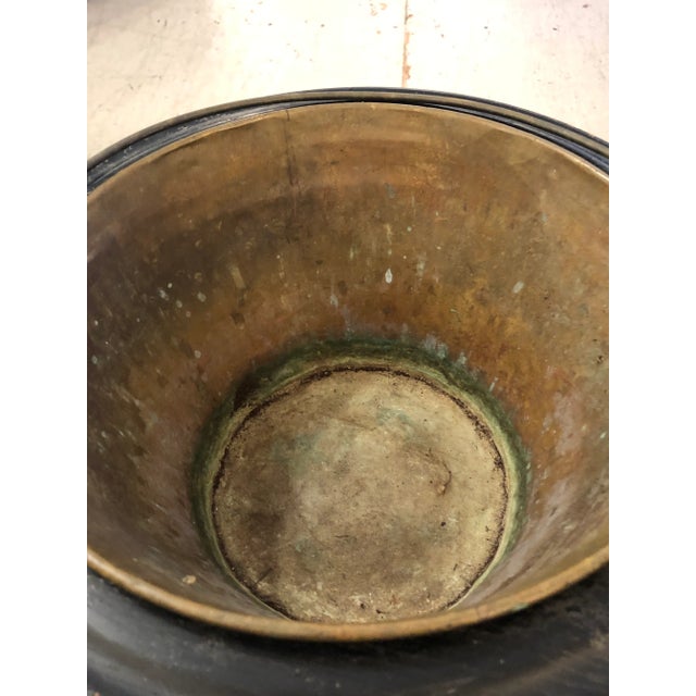 1940s Mixed Wood Striped Vintage Planter With Copper Liner For Sale - Image 5 of 11