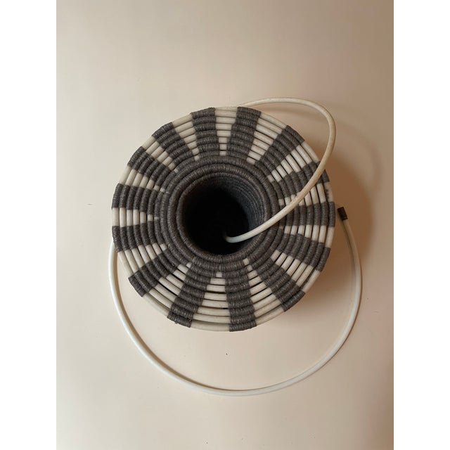 Late 20th Century Vintage Artist Made Fiber Art Woven Sculpture in Grey and White With Cord For Sale In New York - Image 6 of 8